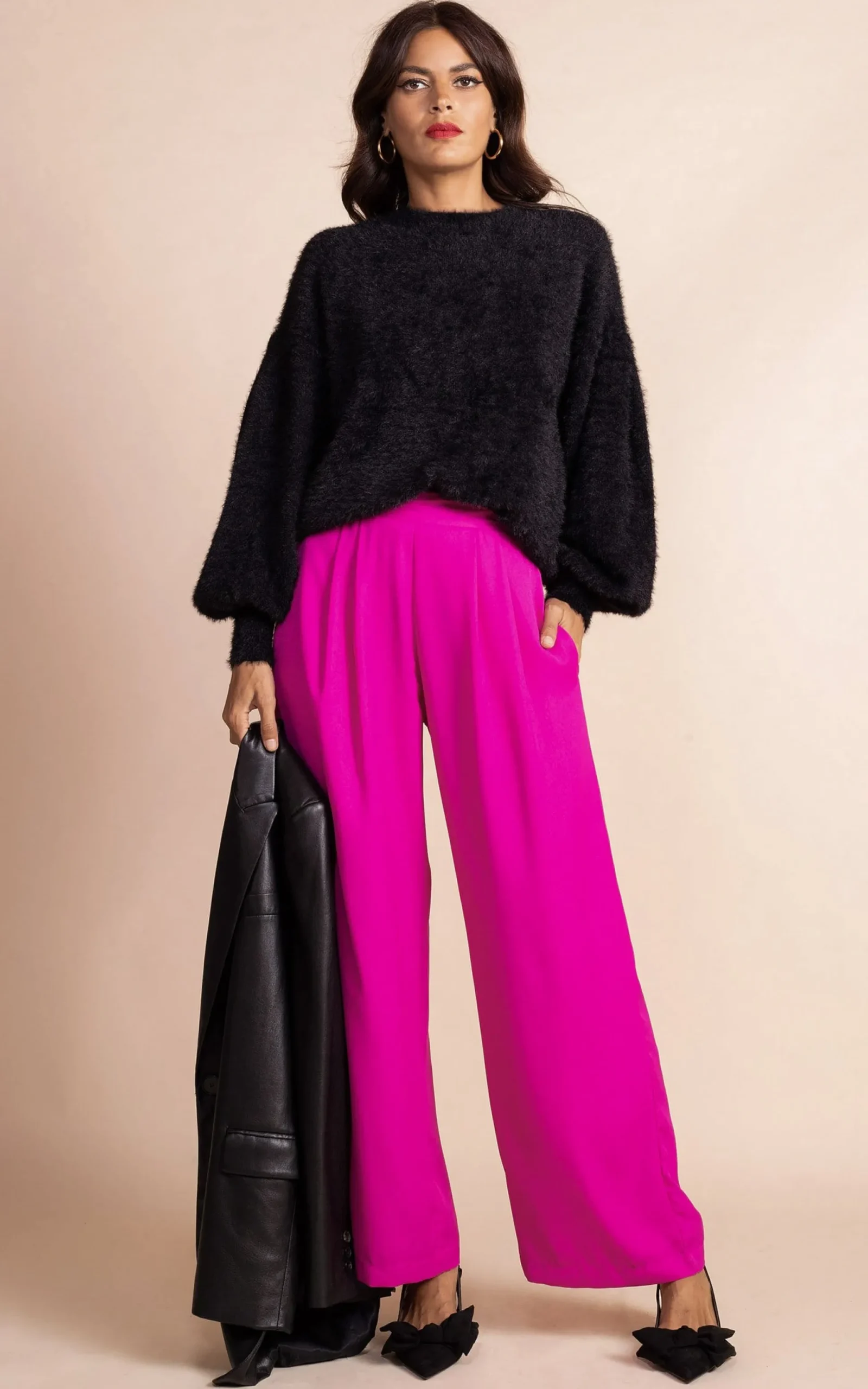 Joey Palazzo Trousers In Magenta