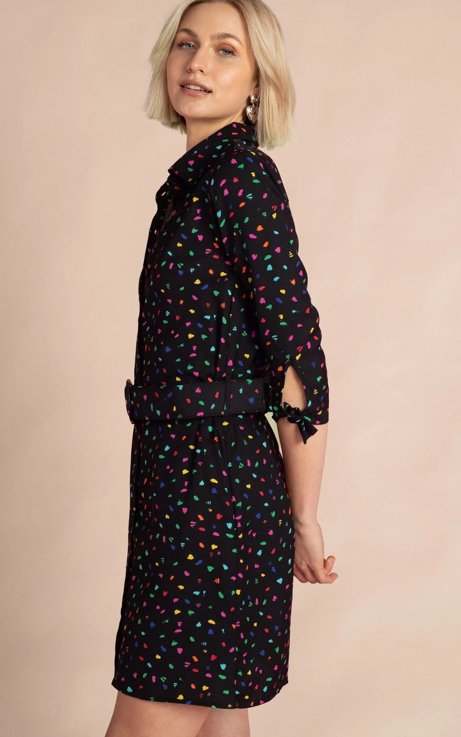 Jonah Mini Shirt Dress In Abstract Multi