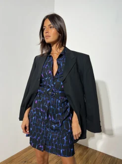 Jonah Mini Shirt Dress In Blue Alligator