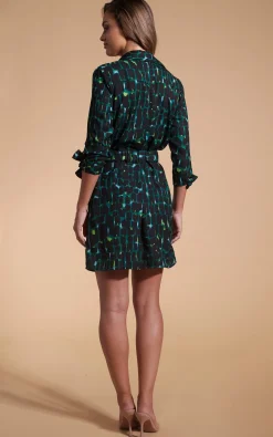 Jonah Mini Shirt Dress In Green Alligator