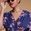 Kansas Mini Wrap Dress In Bamboo Navy Base-Extended Sizing