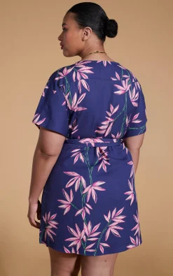 Kansas Mini Wrap Dress In Bamboo Navy Base-Extended Sizing
