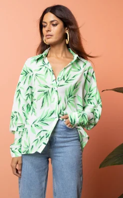Keaton Shirt In Tropic Green On White