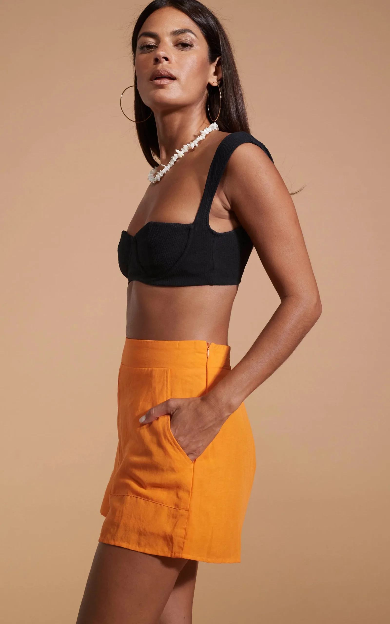 Lola Linen Shorts In Orange