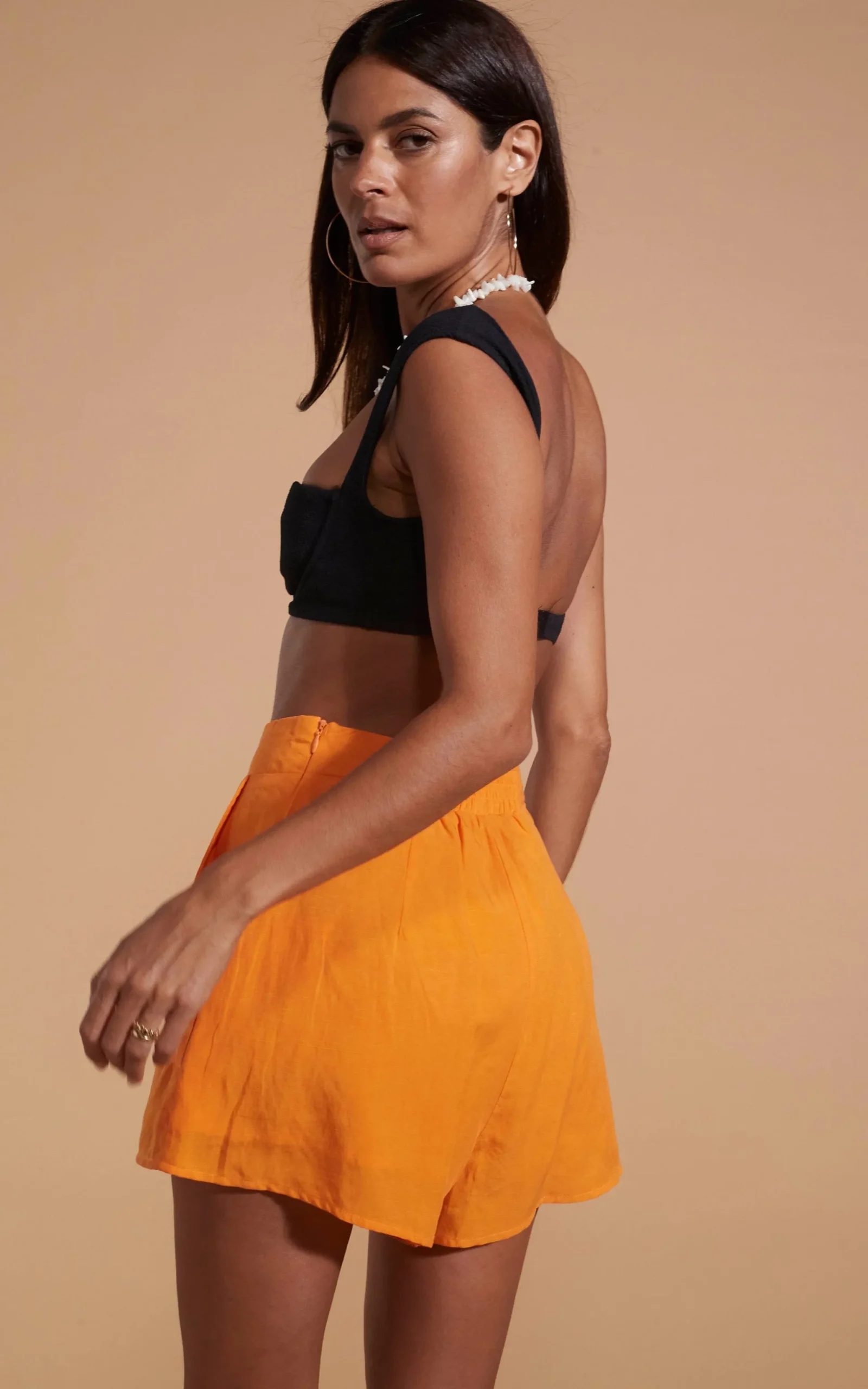 Lola Linen Shorts In Orange