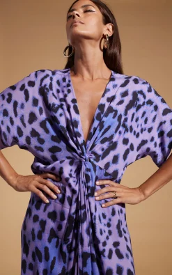 Makuna Kaftan In Lilac Leopard