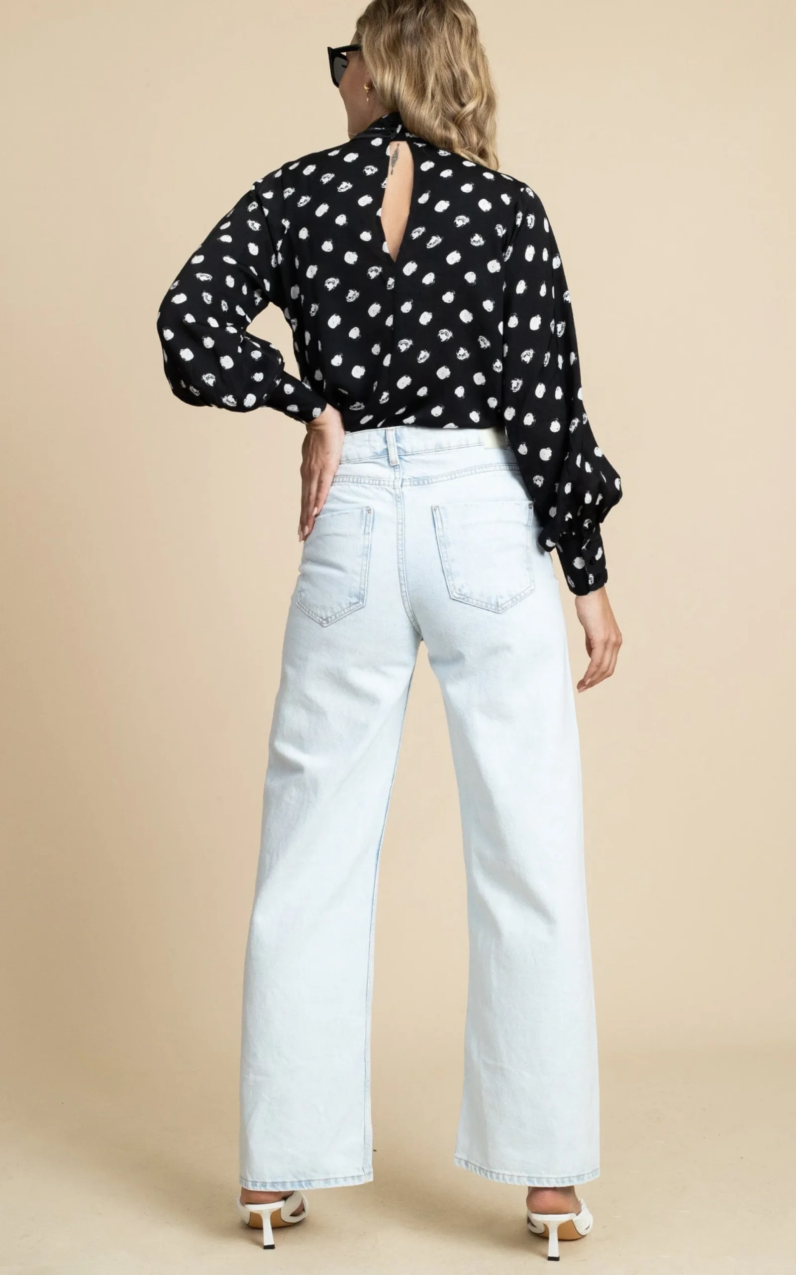 Margo Pintuck Blouse In Polka Dot
