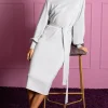 Memphis Metallic Knit Midi Dress In Silver