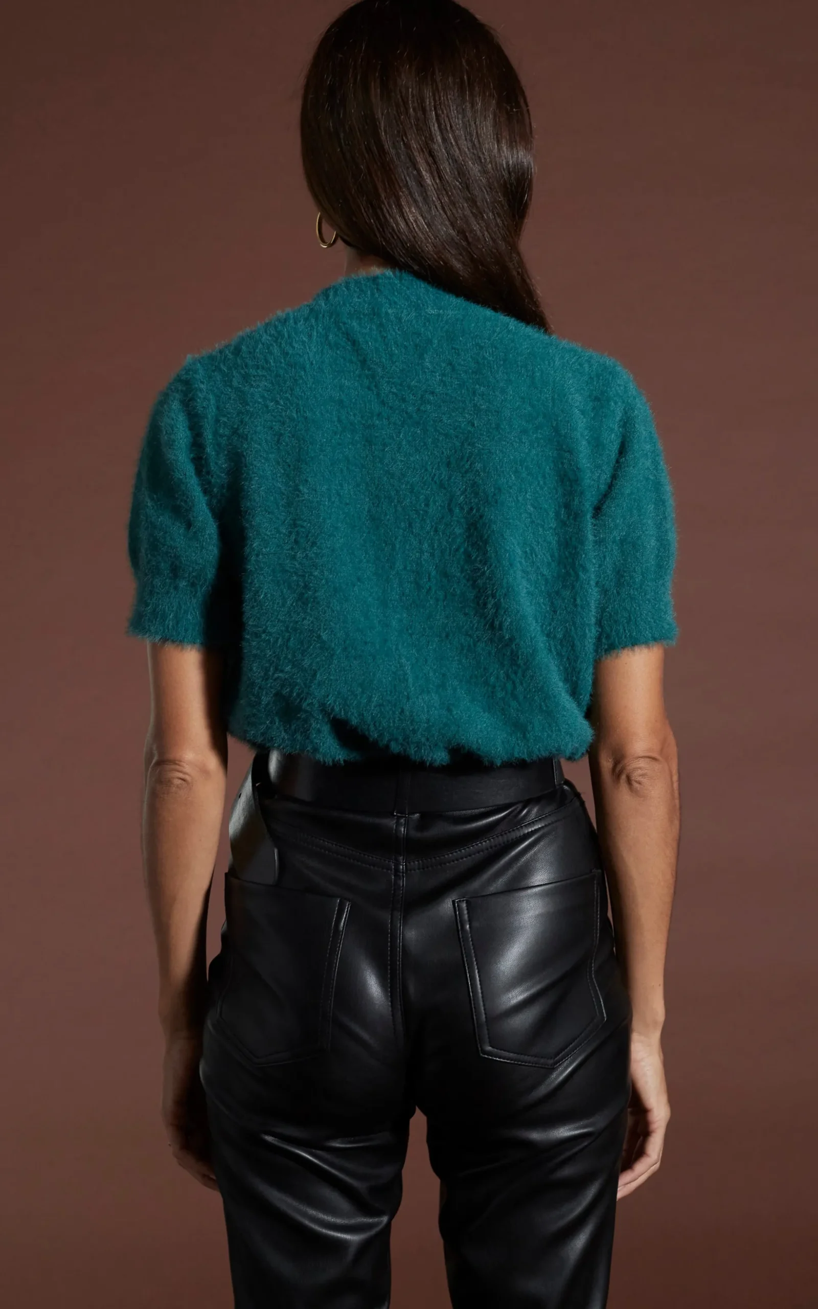 Millie Cropped Knit Top In Forest Green