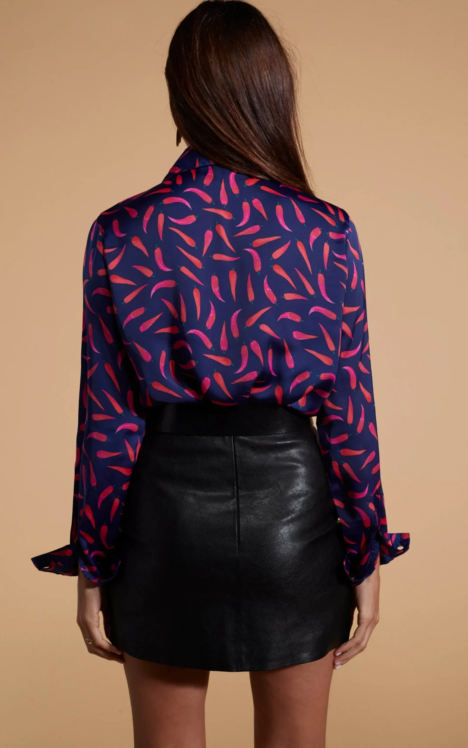 Nevada Satin Shirt In Chilli Pepper