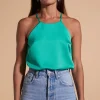 Nina Halter Cami Top In Teal Green