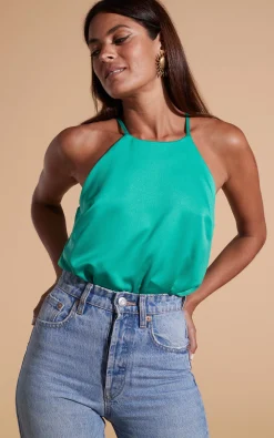 Nina Halter Cami Top In Teal Green