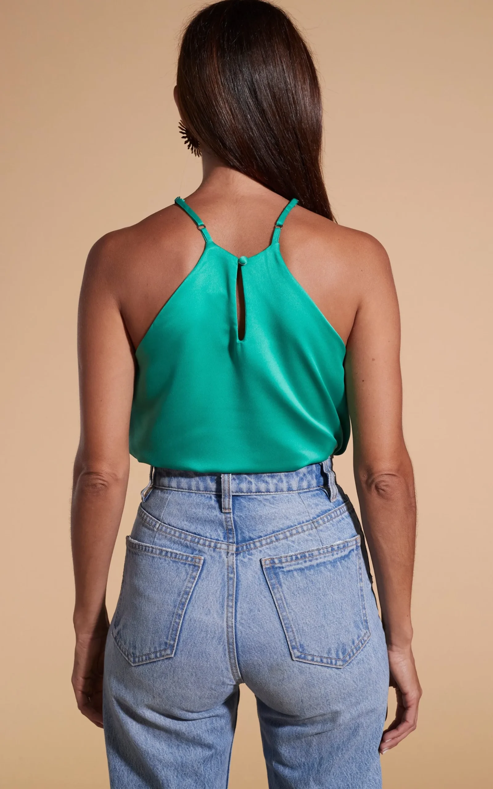 Nina Halter Cami Top In Teal Green