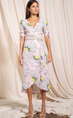 Olivera Midi Dress In Pink Echinacea