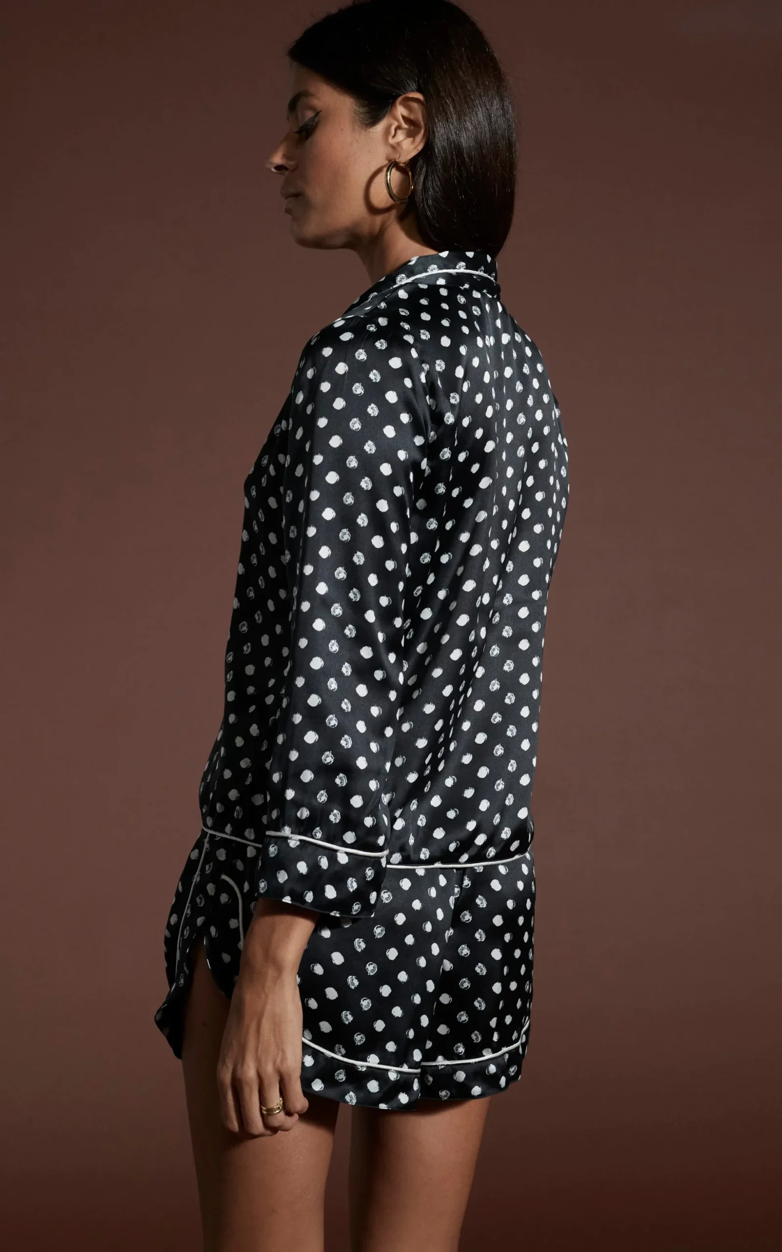 Oona Shortie Pj Set In Black Polka Dot