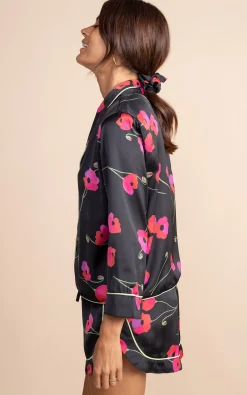 Oona Shortie Pj Set In Poppies On Black