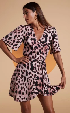 Rafferty Dress In Blush Leopard