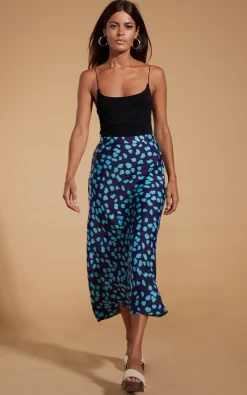 Renzo Skirt In Ice Blue On Navy Cloud