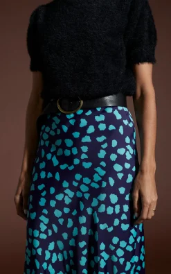 Renzo Skirt In Ice Blue On Navy Cloud