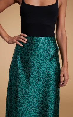 Renzo Skirt In Small Green Leopard
