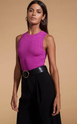 Riva Pointelle Bodysuit In Purple