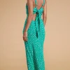 Sabrina Midaxi Dress In Odd Dot White On Sea Green