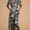Savannah Jumpsuit In White On Black Floral
