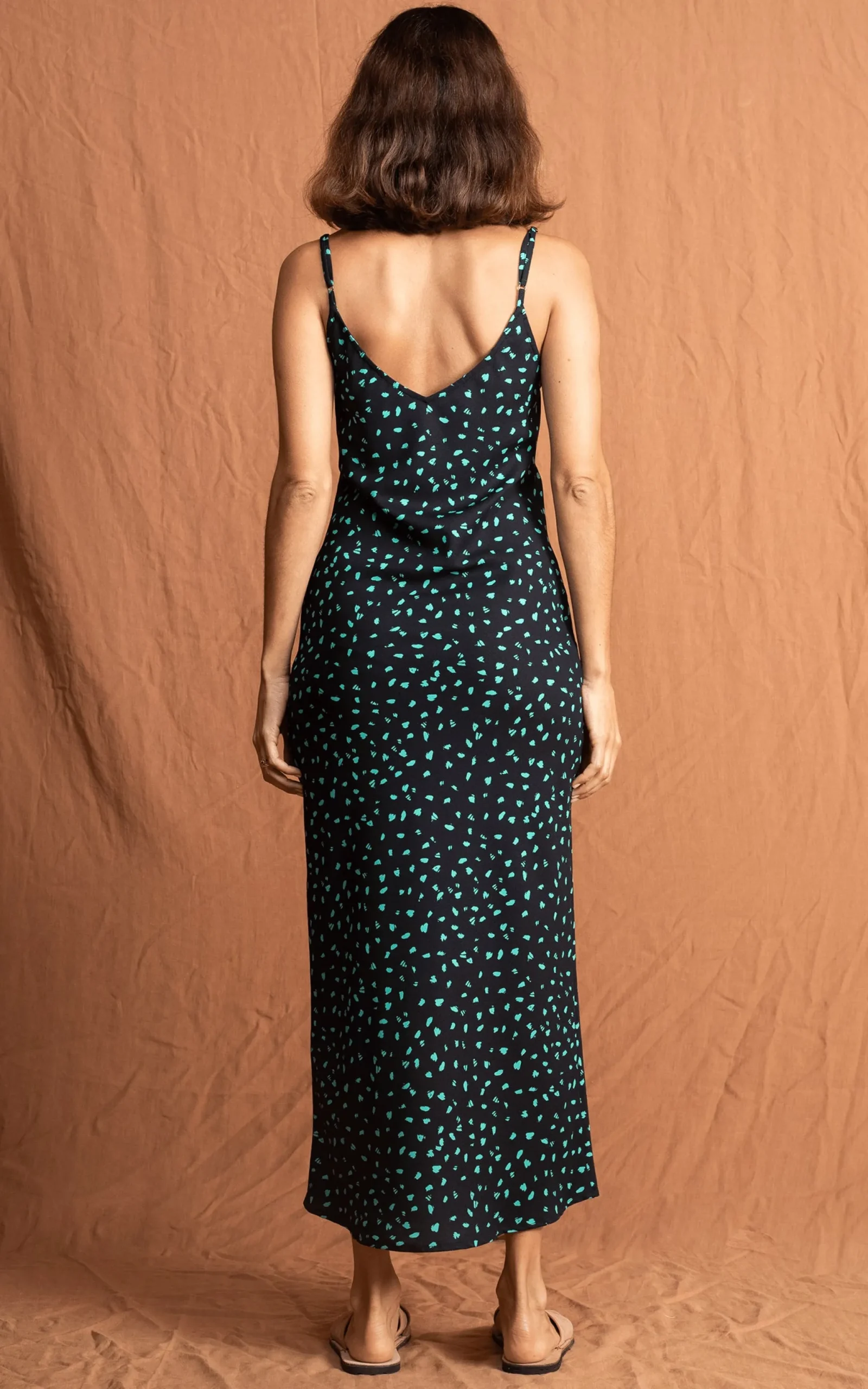 Sienna Midaxi Dress In Abstract Green On Black