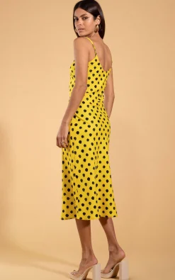 Sienna Midaxi Dress In Yellow Polka Dot