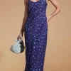 Sienna Midaxi Slip Dress In Abstract Purple On Navy