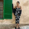 Sienna Midaxi Slip Dress In Oversized Mono Leopard