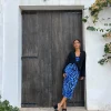 Sienna Midaxi Slip Dress In Bright Blue Leopard