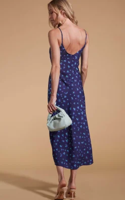 Sienna Midaxi Slip Dress In Abstract Purple On Navy