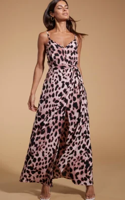 Sookie Slip Dress In Blush Leopard
