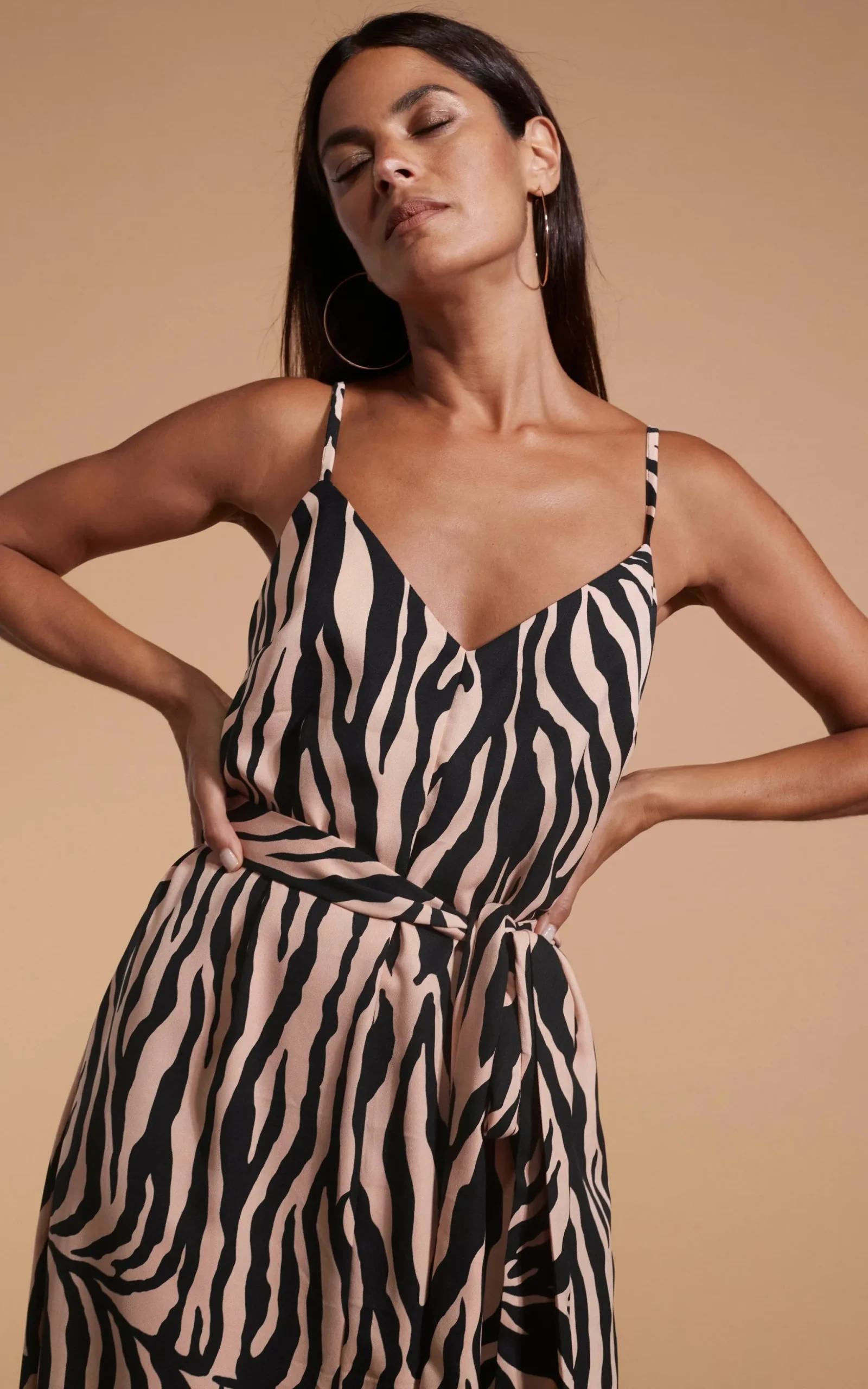 Sookie Slip Dress In Blush Zebra