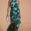 Sunset Dress In Vintage Blue Palm