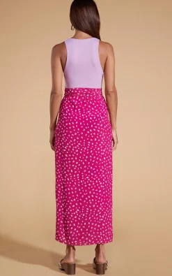Whitney Maxi Wrap Skirt In Odd Dot Pink On Magenta