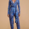 Zion Slinky Jumpsuit In Brushed Blue Leopard