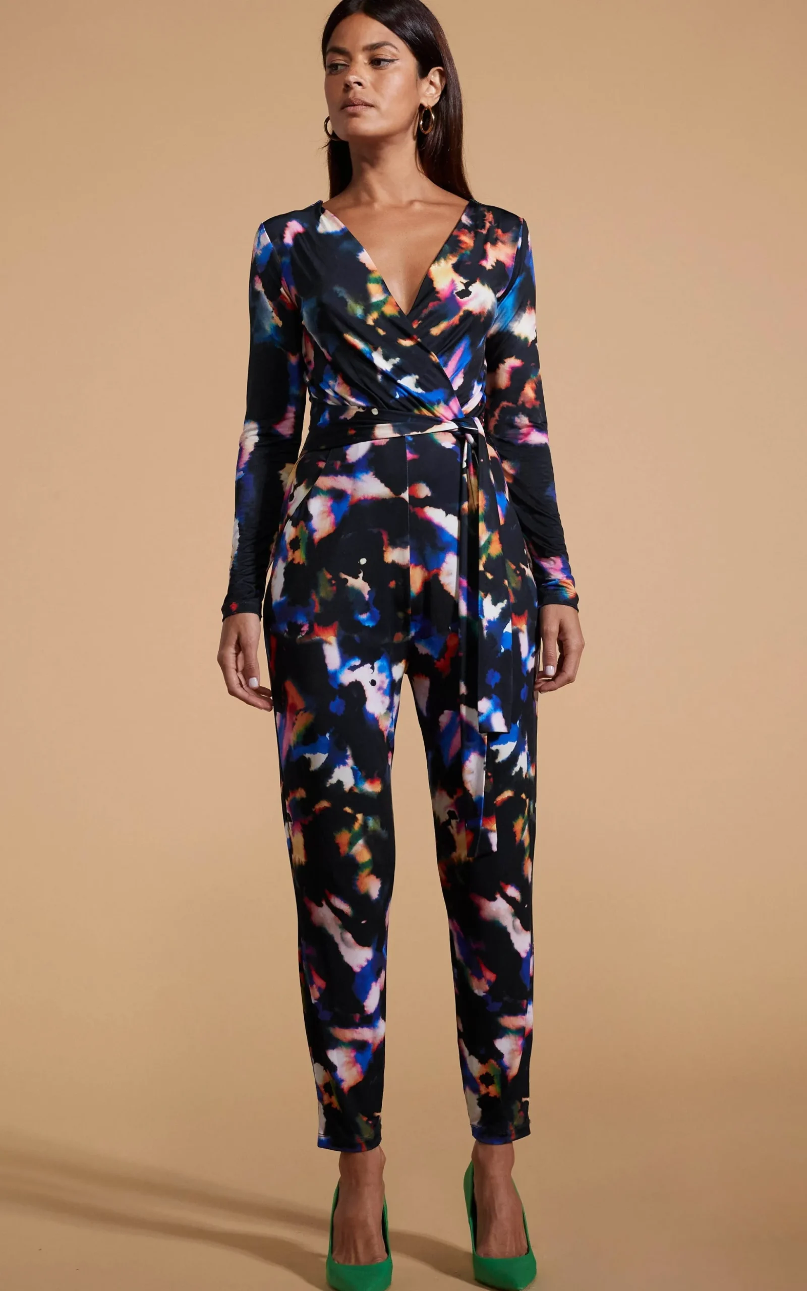Zion Slinky Jumpsuit In Multi Inky Leopard